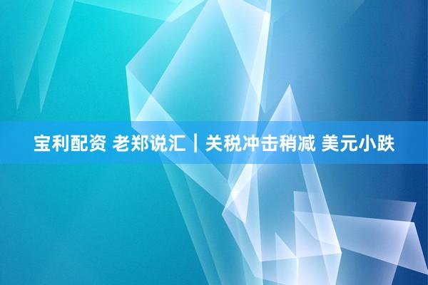 宝利配资 老郑说汇︱关税冲击稍减 美元小跌